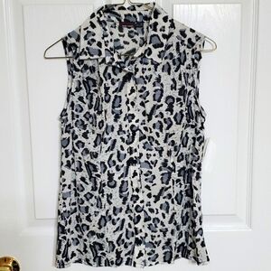 Sleeveless Leopard Print Blouse